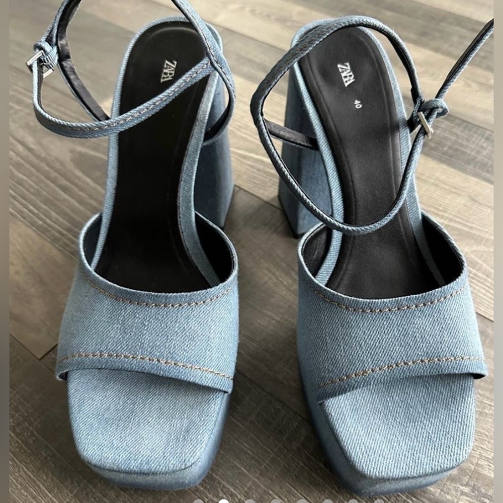 Zara Denim Platform Sandals Women